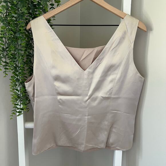 Vtg Adrianna Papell Shell Tank Tunic 100% silk sleeveless Beige Women's Medium - Picture 4 of 16